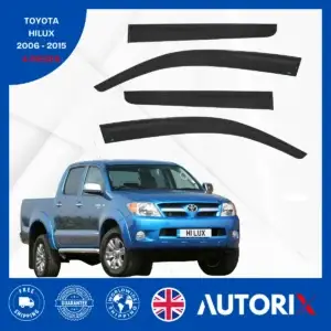 TOYOTA HILUX 2006-2015 EXTERNAL FIT WIND RAIN SUN SMOKE GUARD DEFLECTORS 4PCS