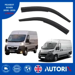 PEUGEOT BOXER 2006-2025 EXTERNAL FIT WIND RAIN SUN SMOKE GUARD DEFLECTORS 2PCS