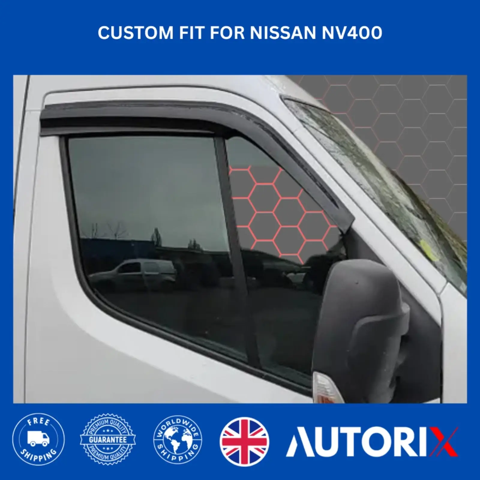 NISSAN NV400 2010+ EXTERNAL FIT WIND DEFLECTORS RAIN SUN SMOKE GUARD 2PCS SET - Image 11