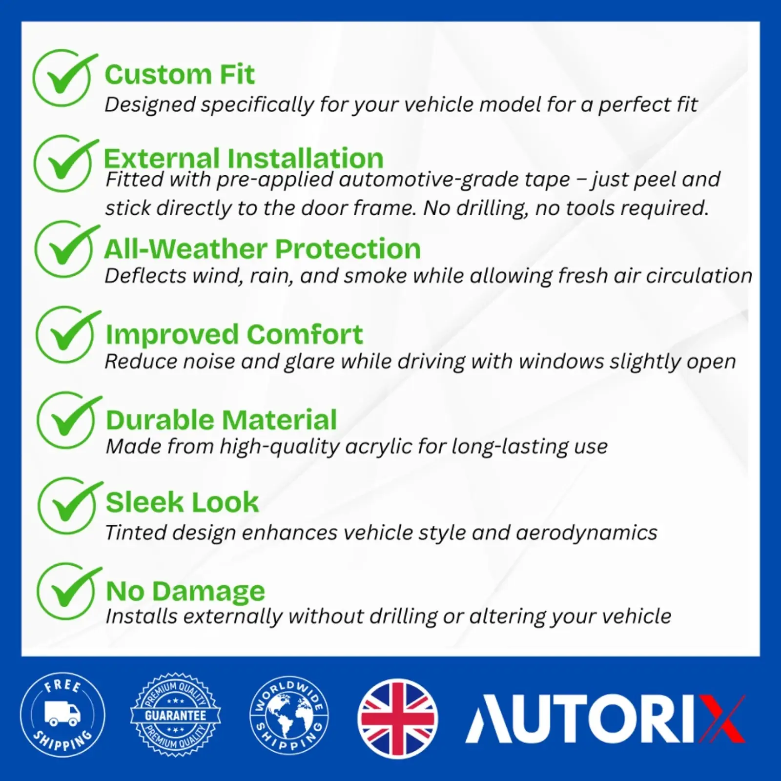 NISSAN NV400 2010+ EXTERNAL FIT WIND DEFLECTORS RAIN SUN SMOKE GUARD 2PCS SET - Image 7