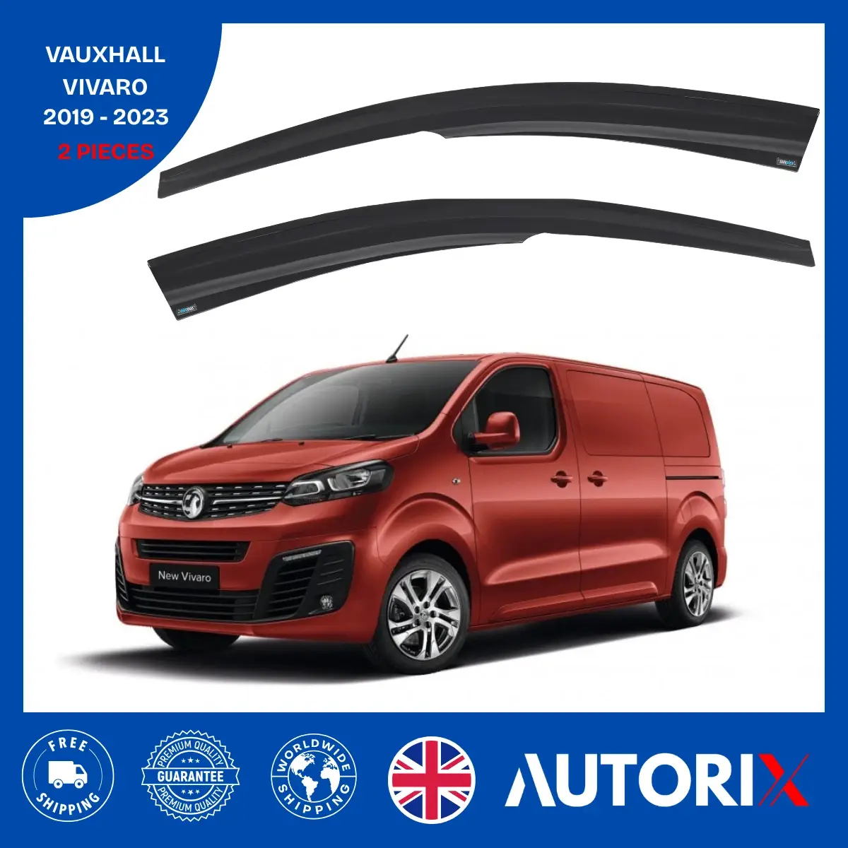 VAUXHALL VIVARO 2019-2023 EXTERNAL FIT WIND DEFLECTORS RAIN SUN SMOKE GUARD 2PCS