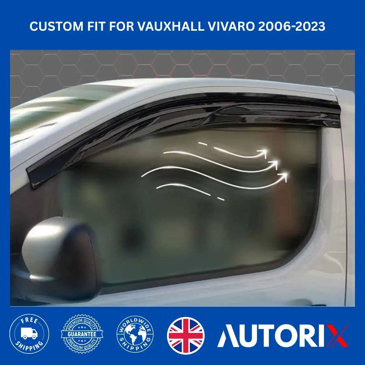 VAUXHALL VIVARO 2019-2023 EXTERNAL FIT WIND DEFLECTORS RAIN SUN SMOKE GUARD 2PCS - Image 10