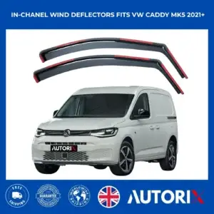 VW CADDY 2021+ IN-CHANNEL WIND DEFLECTORS RAIN GUARDS DARK SMOKE 2PC