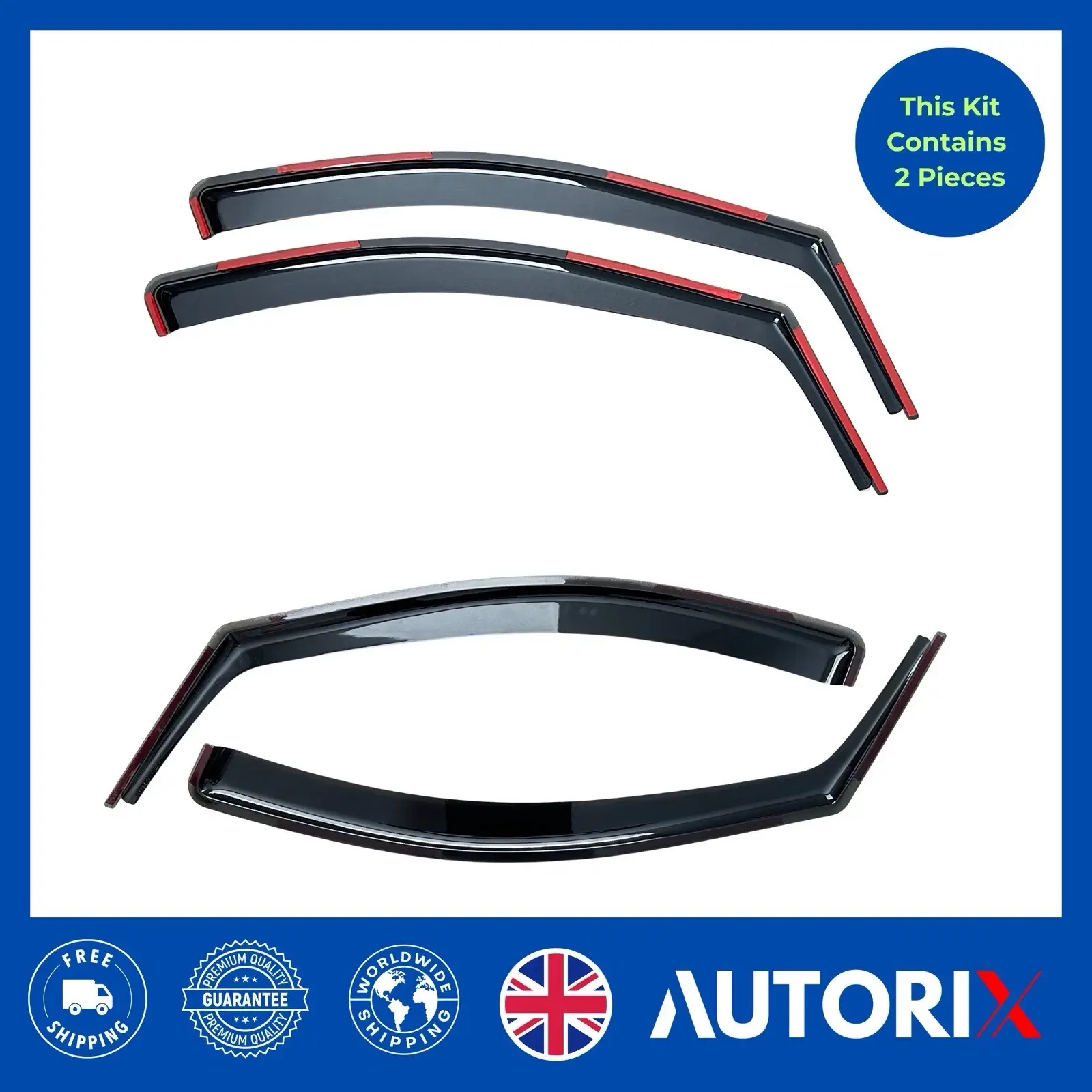 VW CADDY 2021+ IN-CHANNEL WIND DEFLECTORS RAIN GUARDS DARK SMOKE 2PC - Image 8
