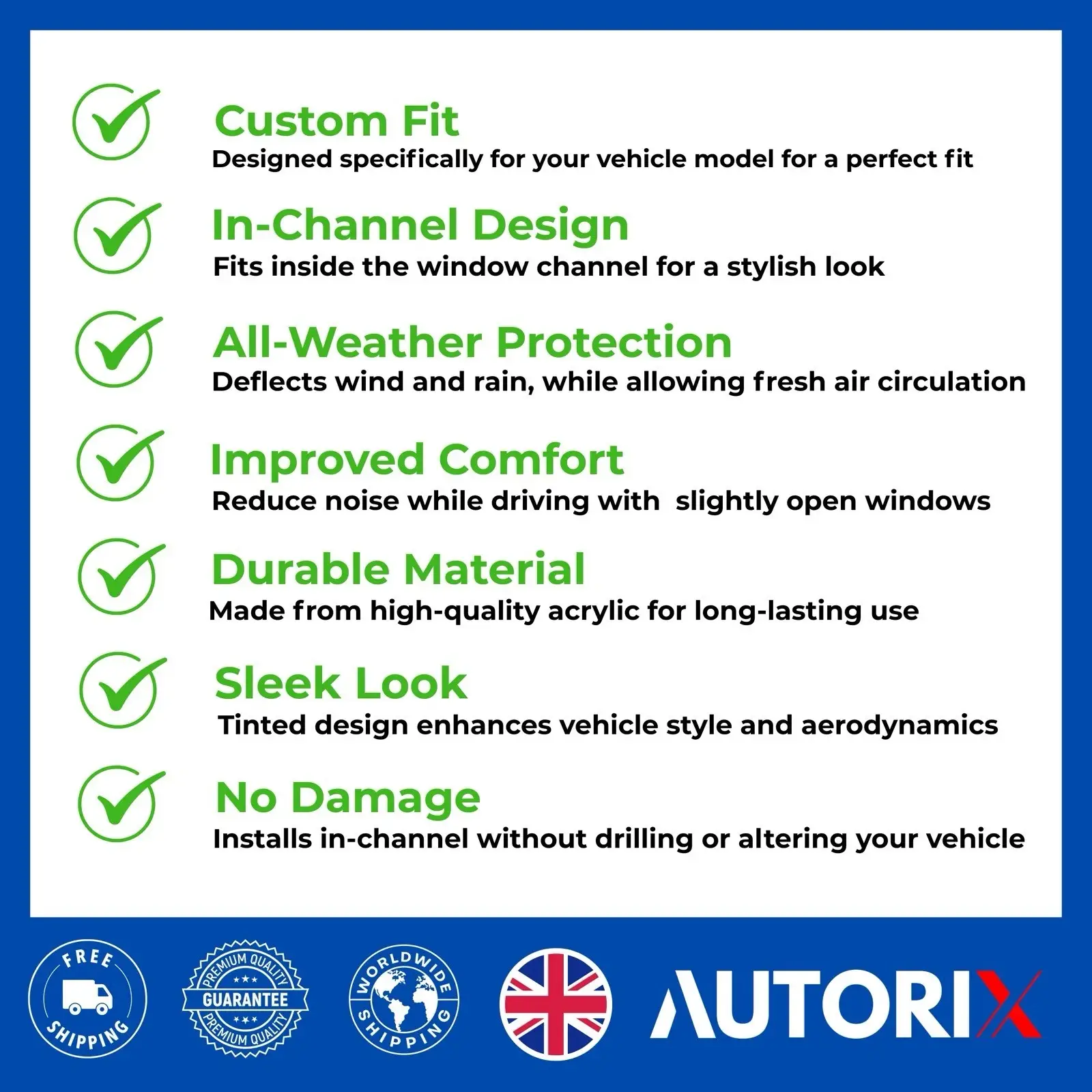 VW CADDY 2021+ IN-CHANNEL WIND DEFLECTORS RAIN GUARDS DARK SMOKE 2PC - Image 5