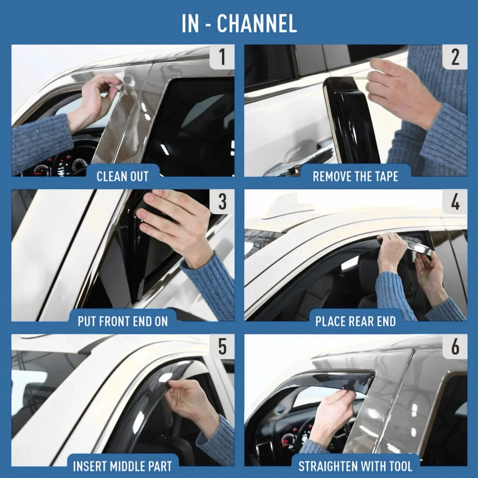 VW CADDY 2021+ IN-CHANNEL WIND DEFLECTORS RAIN GUARDS DARK SMOKE 2PC - Image 4