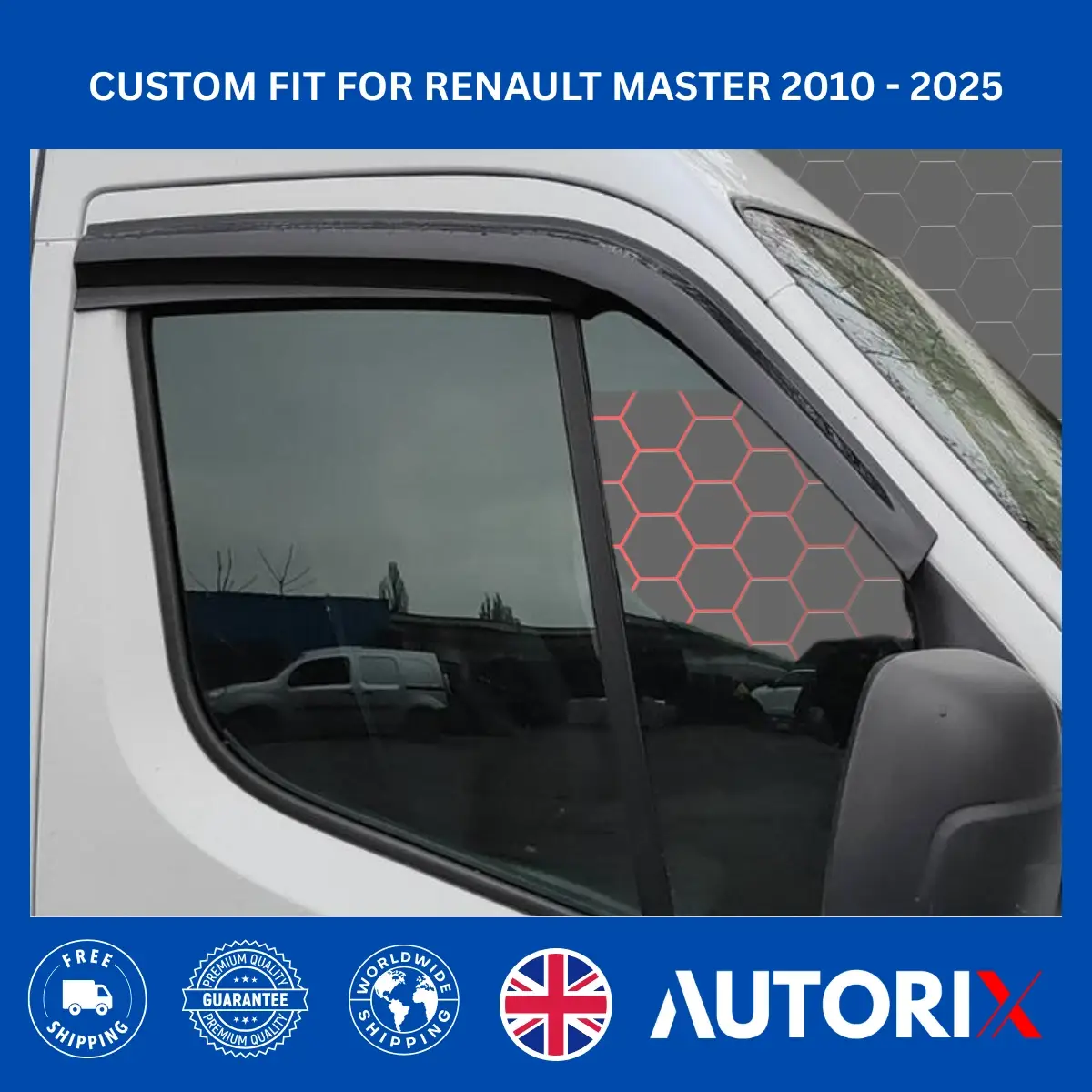 RENAULT MASTER 2010-2024 EXTERNAL FIT WIND RAIN SUN GUARD DEFLECTORS 2PCS SET - Image 12