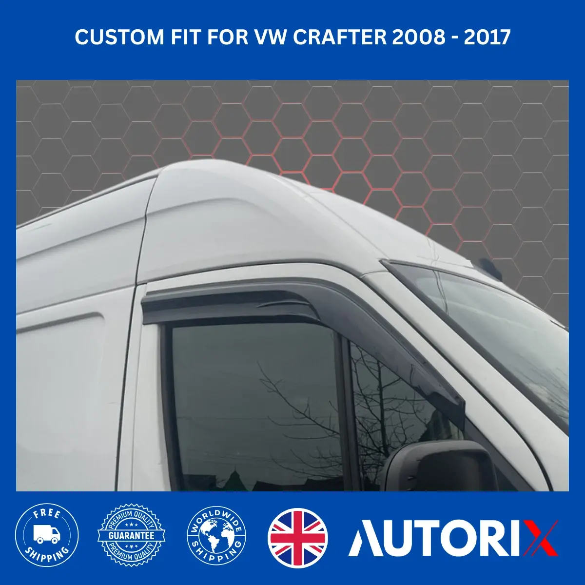 VW CRAFTER 2008-2017 EXTERNAL FIT WIND RAIN SUN SMOKE GUARD DEFLECTORS 2PCS SET - Image 12