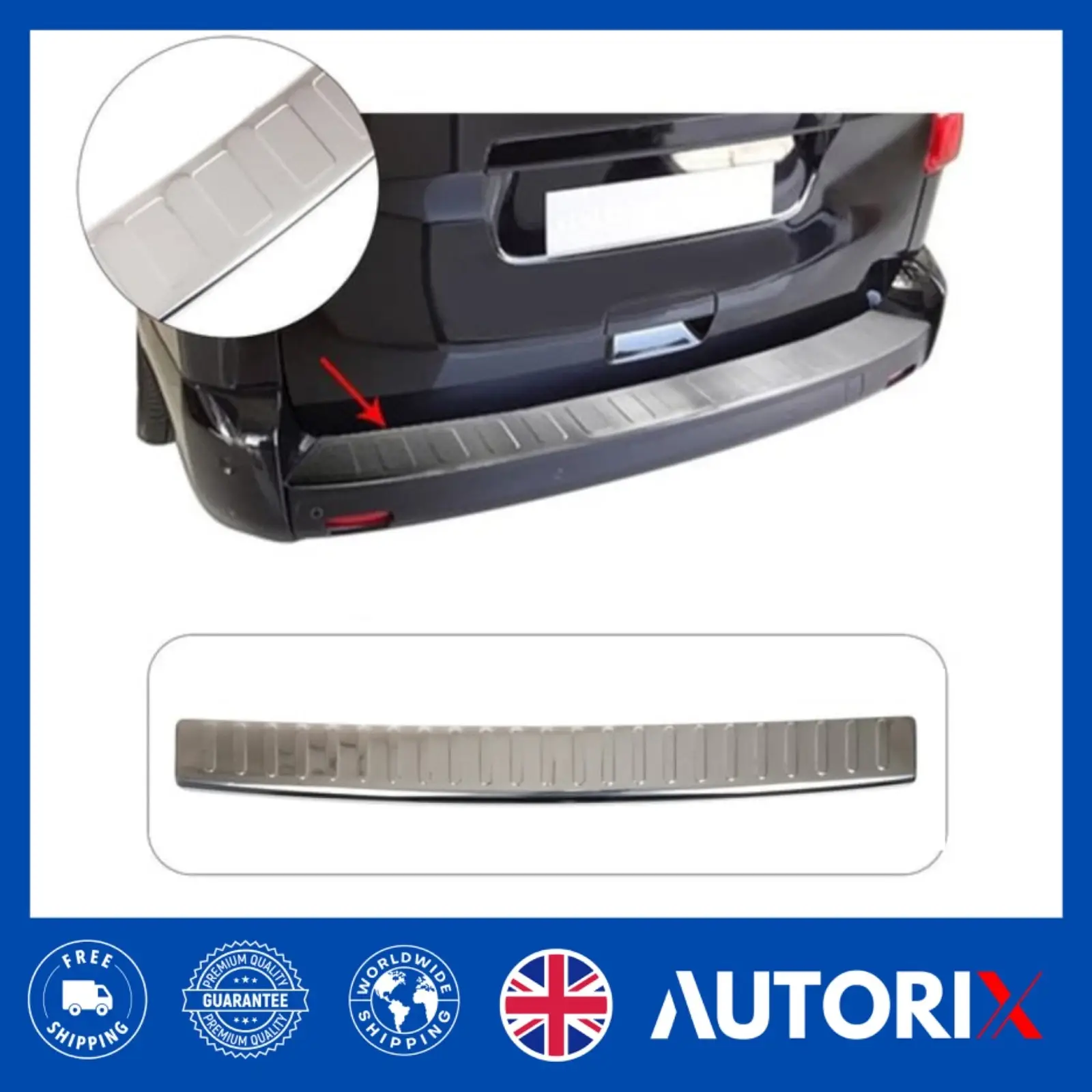 VAUXHALL COMBO 2019+ BRUSHED STAINLESS STEEL CHROME REAR BUMPER PROTECTOR GUARD - Image 6