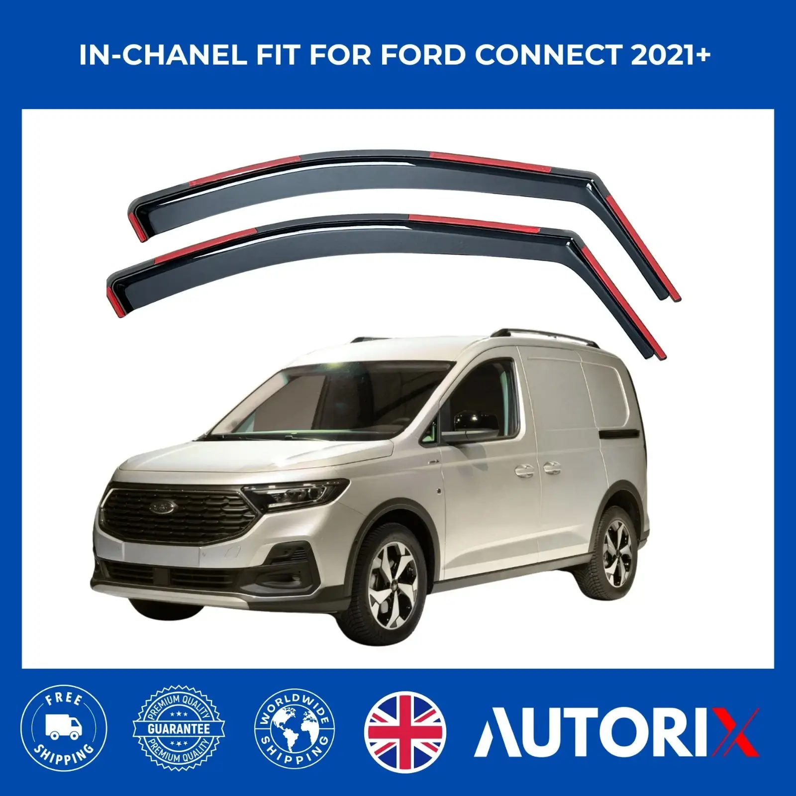 FORD TRANSIT CONNECT / TOURNEO CONNECT MK3 2021+ IN-CHANNEL WIND DEFLECTORS 2PCS