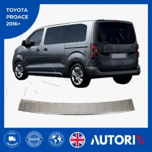 TOYOTA PROACE 2016+ BRUSHED STAINLESS STEEL CHROME REAR BUMPER PROTECTOR GUARD