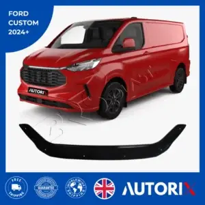 FOR FORD TRANSIT CUSTOM 2024+ BONNET WIND STONE DEFLECTOR PROTECTOR GLOSS BLACK