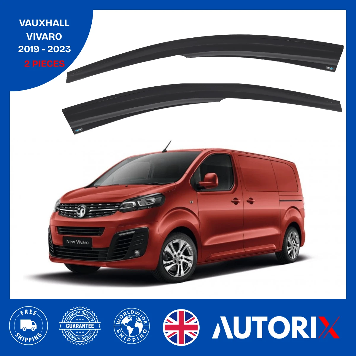 VAUXHALL VIVARO 2019-2023 EXTERNAL FIT WIND RAIN SUN SMOKE GUARD DEFLECTORS 2PCS