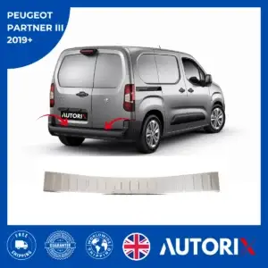 PEUGEOT PARTNER 2019+ POLISHED STAINLESS STEEL CHROME REAR BUMPER PROTECTOR