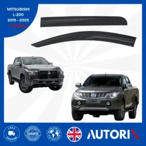 MITSUBISHI L-200 2015-2023 EXTERNAL FIT WIND RAIN SUN SMOKE GUARD DEFLECTORS 4PC
