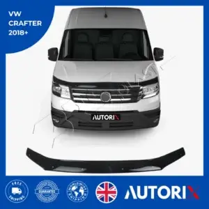 FOR VW CRAFTER BONNET WIND STONE DEFLECTOR PROTECTOR GLOSS BLACK (2018 ONWARDS)