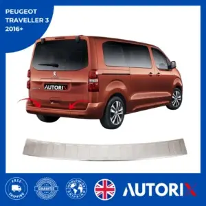 PEUGEOT TRAVELLER 2016+ POLISHED STAINLESS STEEL CHROME REAR BUMPER PROTECTOR