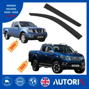 NISSAN NAVARA 2005-2022 EXTERNAL FIT WIND RAIN SUN SMOKE GUARD DEFLECTORS 4PCS