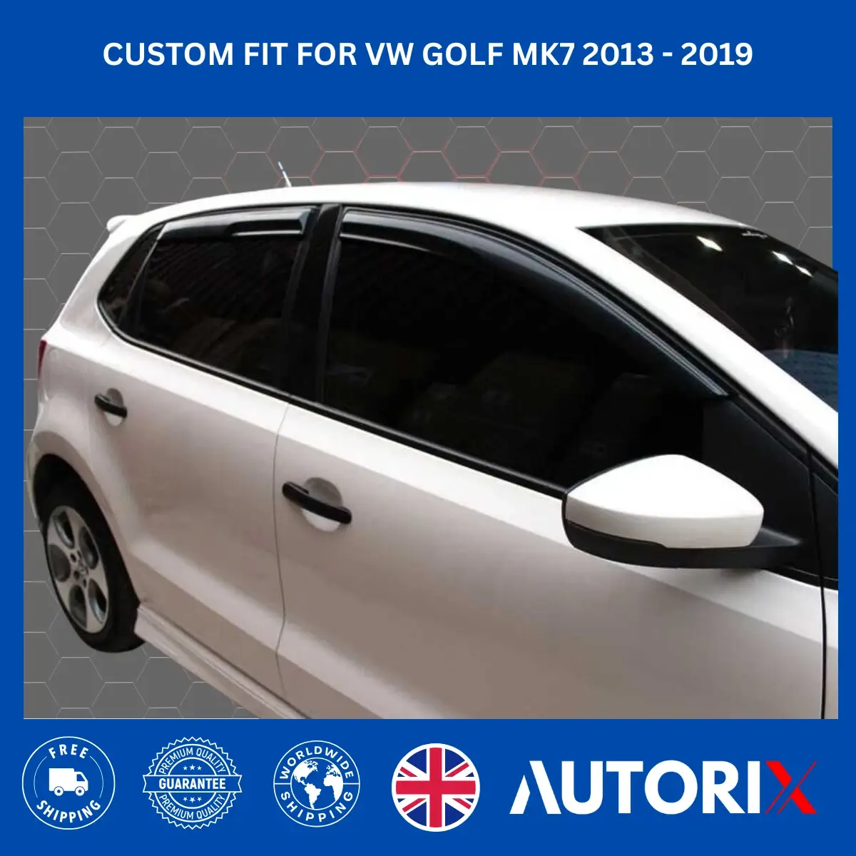 VW GOLF MK7 2013-2019 EXTERNAL WIND RAIN SUN DEFLECTORS SMOKE 4PCS SET - Image 11