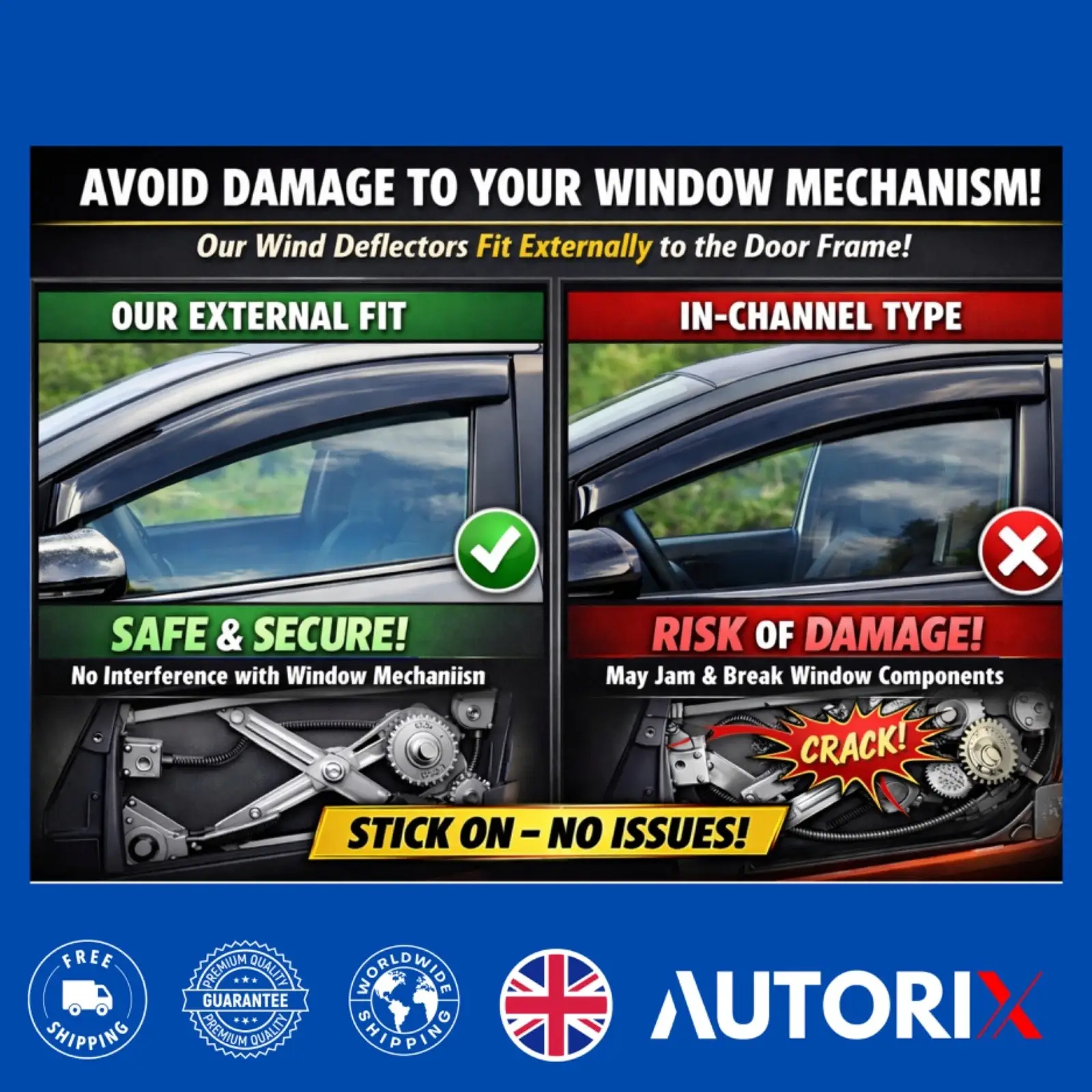 FIAT DOBLO III 2023+ EXTERNAL FIT WIND RAIN SUN SMOKE GUARD DEFLECTORS 4 PCS - Image 5