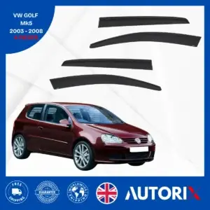 VW GOLF MK5 2003-2008 EXTERNAL FIT WIND RAIN DEFLECTORS SMOKE TINTED 4PCS