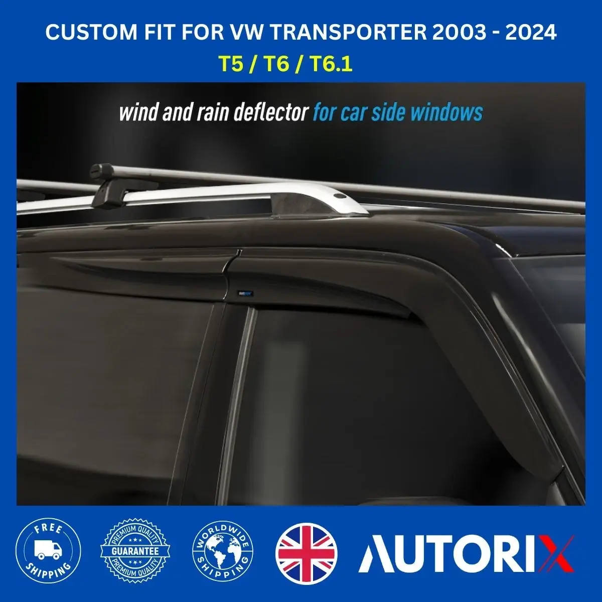 VW TRANSPORTER T5-T6-T6.1 2003-2024 EXTERNAL FIT WIND RAIN SUN DEFLECTORS 2PCS - Image 12