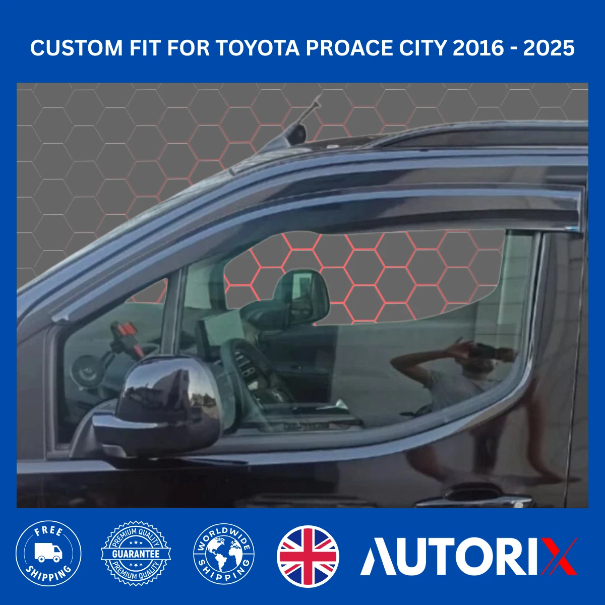 TOYOTA PROACE 2016+ EXTERNAL FIT WIND RAIN SUN GUARD DEFLECTORS 2PCS SET - Image 12