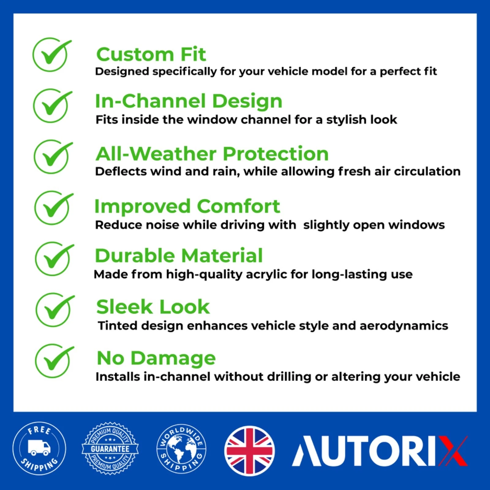 VW TRANSPORTER T6 2015–2019 IN-CHANNEL WIND DEFLECTORS RAIN GUARDS BLACK TINTED - Image 5