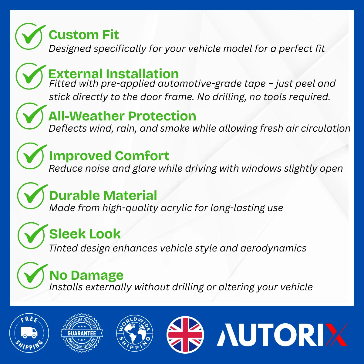 VW TRANSPORTER T5 2003-2015 EXTERNAL FIT WIND RAIN SUN DEFLECTORS GUARD 2PCS SET - Image 8