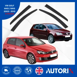VW GOLF MK5 MK6 2003-2013 EXTERNAL FIT WIND RAIN SUN SMOKE DEFLECTORS 4PCS SET