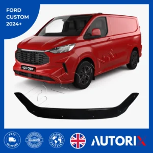 FOR FORD TRANSIT CUSTOM 2024+ BONNET WIND STONE DEFLECTOR PROTECTOR GLOSS BLACK