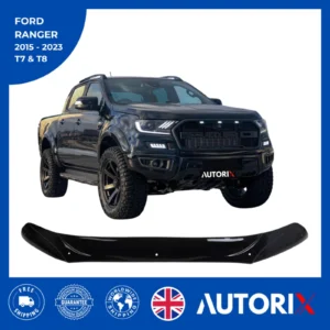 FORD RANGER 2015-2023 T7 T8 BONNET WIND STONE DEFLECTOR PROTECTOR BLACK GLOSS