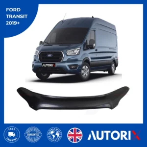 FOR FORD TRANSIT 2019+ BONNET WIND STONE DEFLECTOR PROTECTOR GUARD GLOSS BLACK