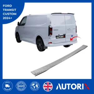 FORD TRANSIT CUSTOM 2024+ BRUSHED STAINLESS STEEL CHROME REAR BUMPER PROTECTOR