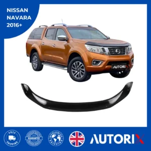 NISSAN NAVARA 2016+ BONNET WIND STONE DEFLECTOR PROTECTOR GUARD BLACK GLOSS